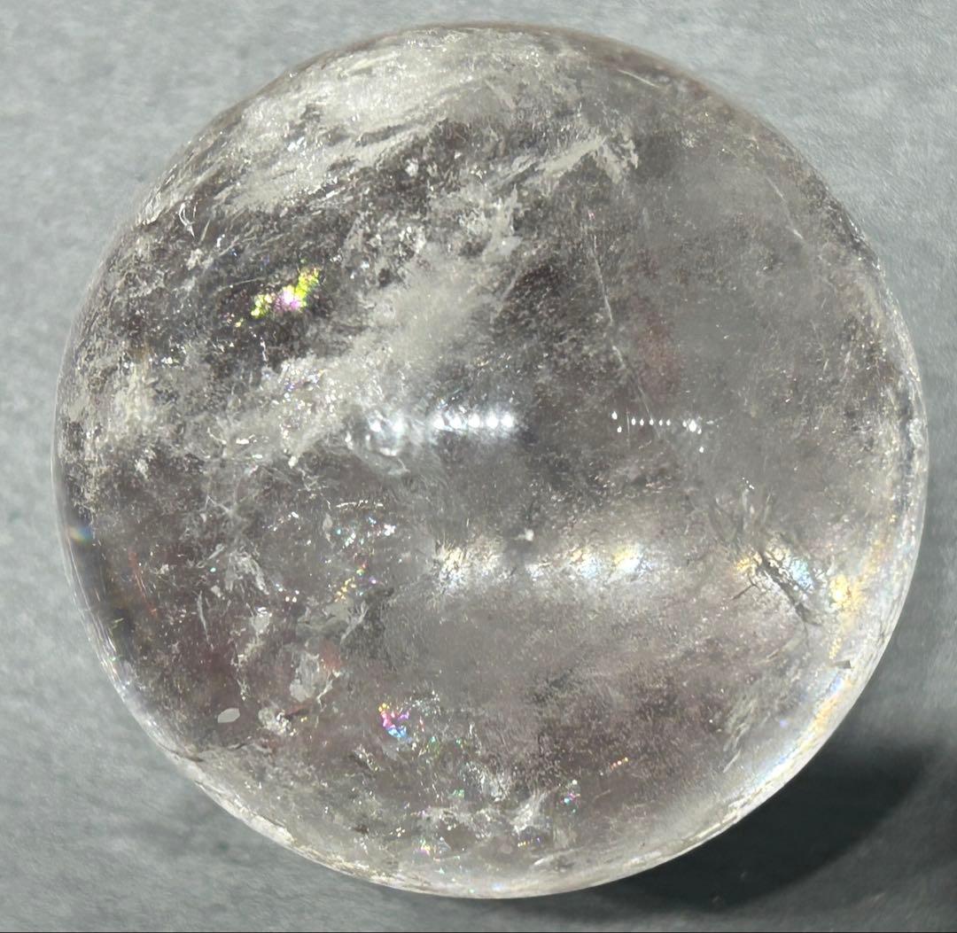 水晶丸玉　虹入り