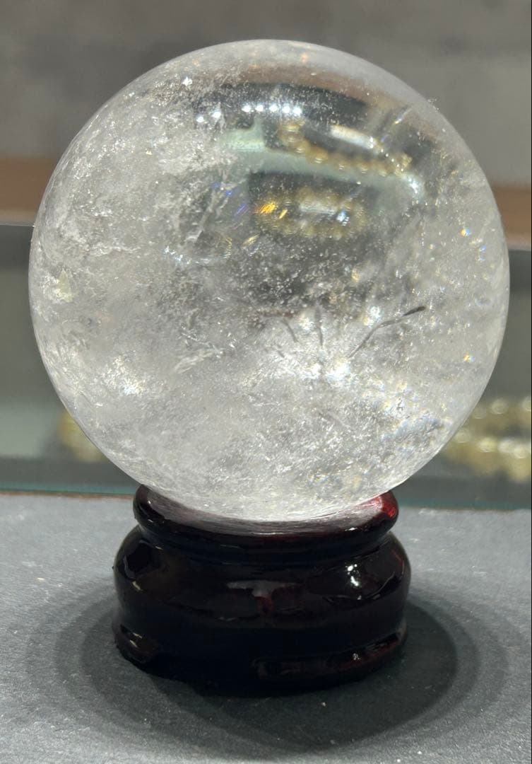 水晶丸玉　虹入り