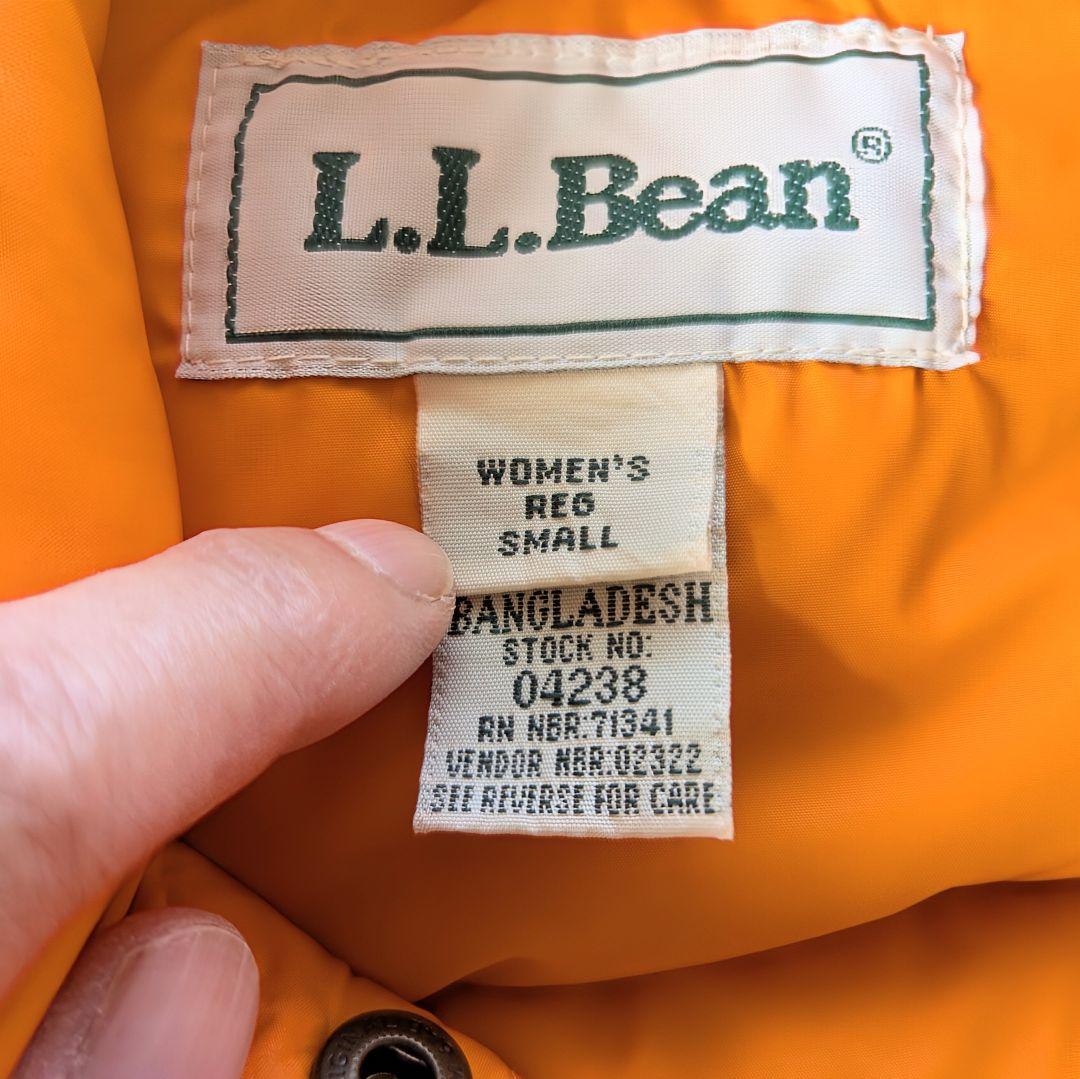 USED美品 L.L.Bean グースダウンベスト レディースM相当 オレンジ系