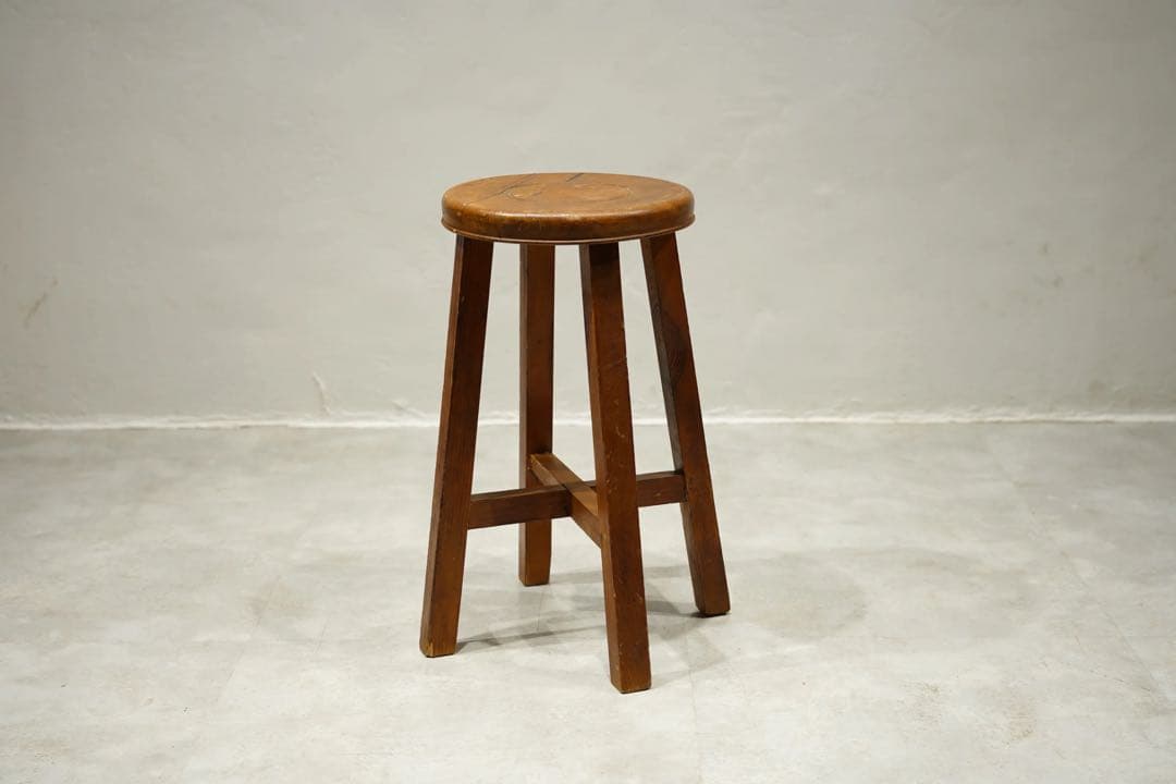 丸スツール　木製　古木　ビンテージ　昭和レトロ