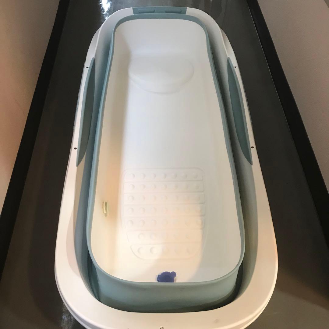 簡易浴槽（折りたたみ式1.4m） 青と白 中古