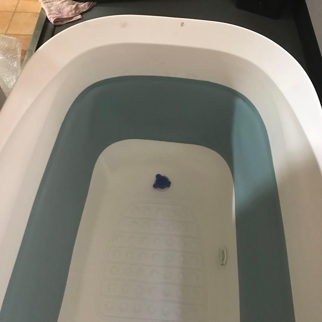 簡易浴槽（折りたたみ式1.4m） 青と白 中古