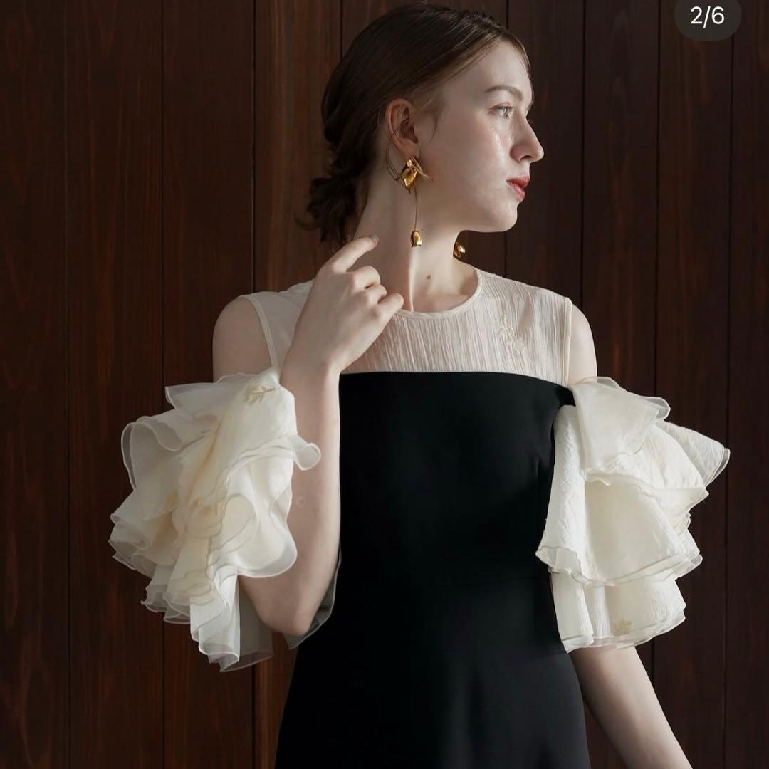 ワンピース Acka organdy frill dress black