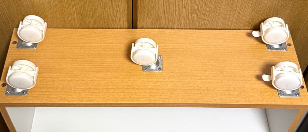 キャスター付き木製本棚　スリム型　3段　2点セット