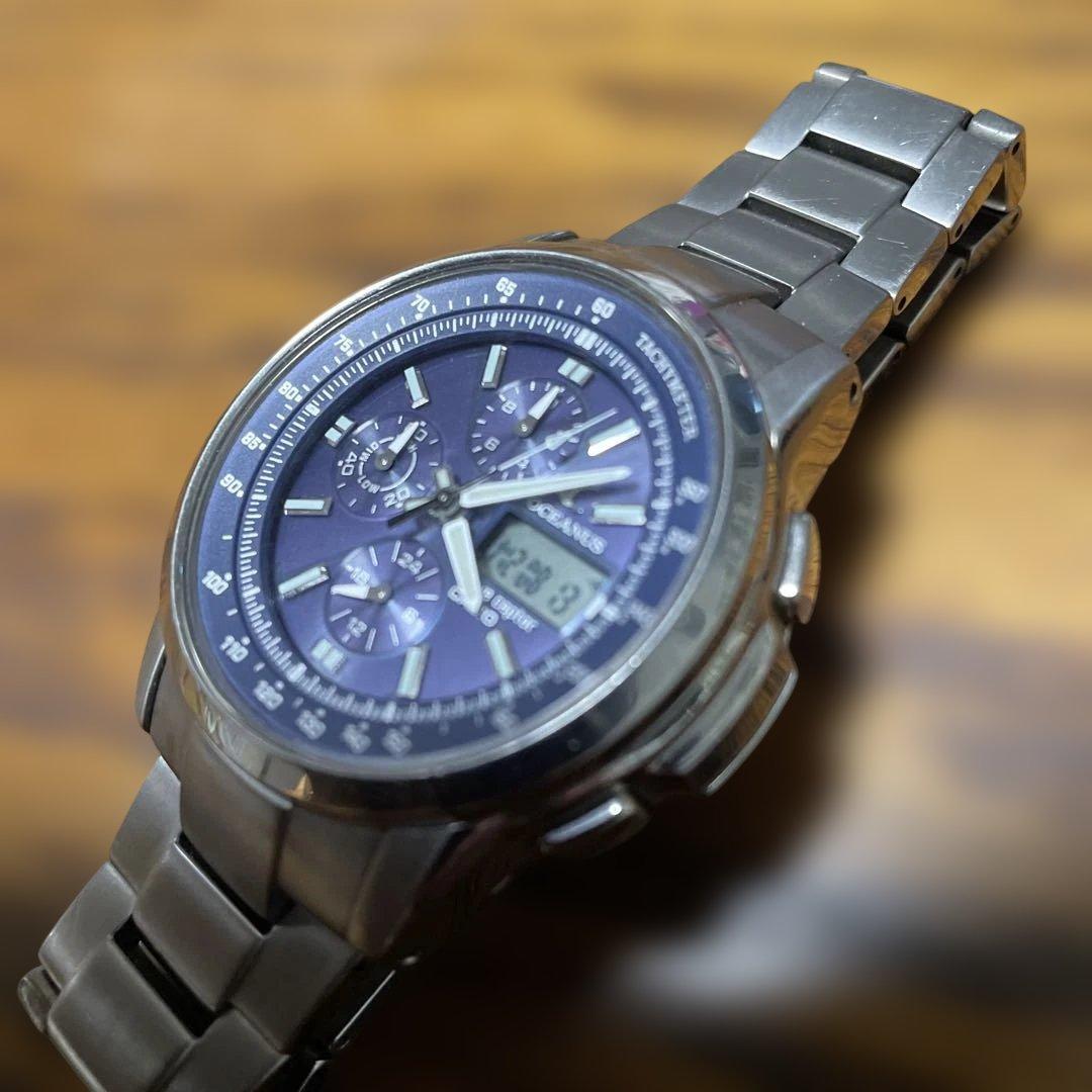 【稼働品】CASIO Oceanus クロノグラフ ソーラー電池