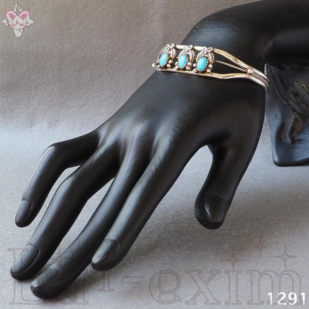 超美品 ターコイズ ３個 インディアンジュエリー 純銀 バングル 刻印 ナバホ族