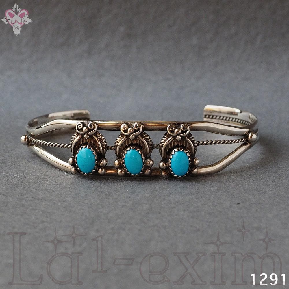 超美品 ターコイズ ３個 インディアンジュエリー 純銀 バングル 刻印 ナバホ族
