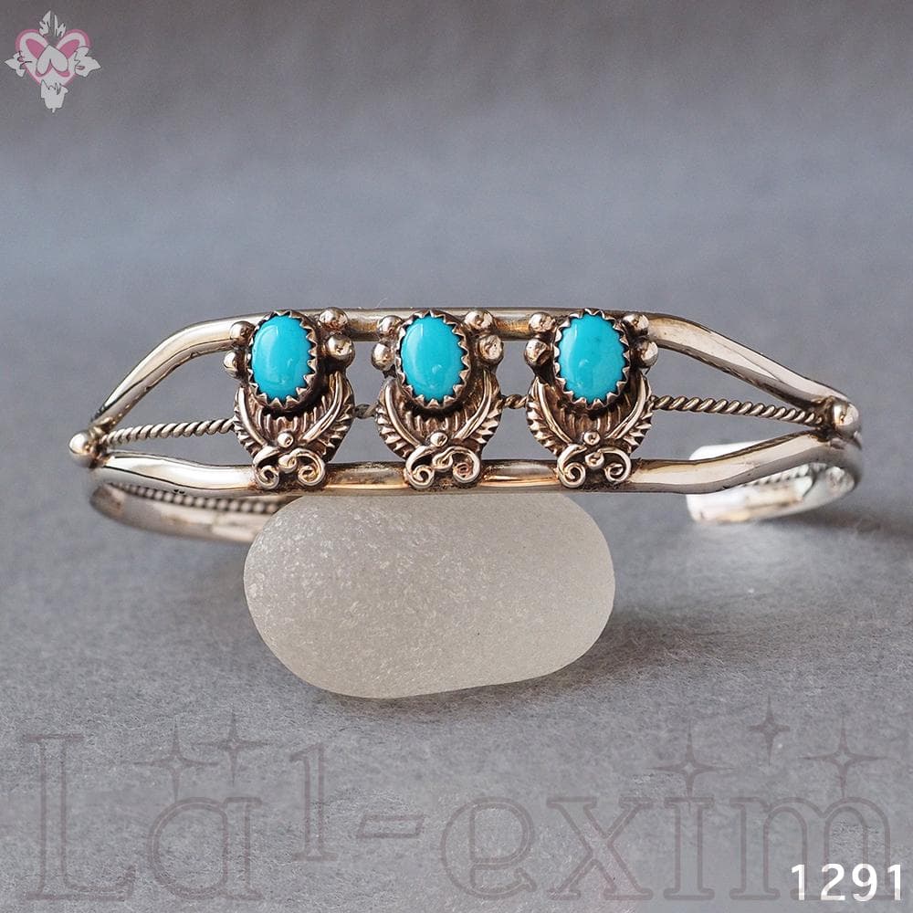 超美品 ターコイズ ３個 インディアンジュエリー 純銀 バングル 刻印 ナバホ族