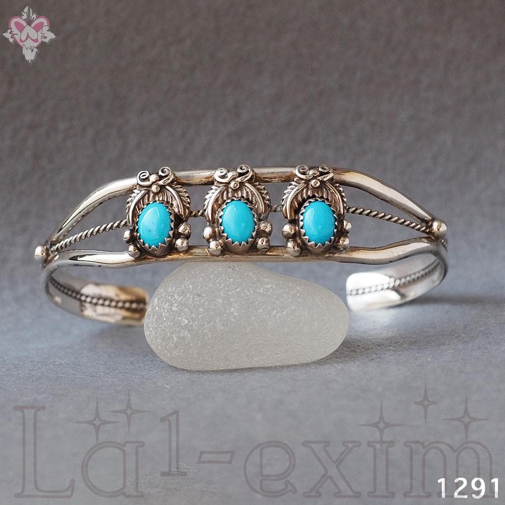 超美品 ターコイズ ３個 インディアンジュエリー 純銀 バングル 刻印 ナバホ族