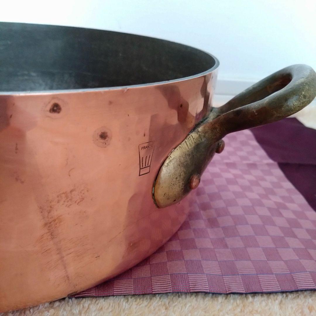 マトファー 銅製 打ち出し 鎚目 両手鍋 直径約28.5cm 板厚3mm