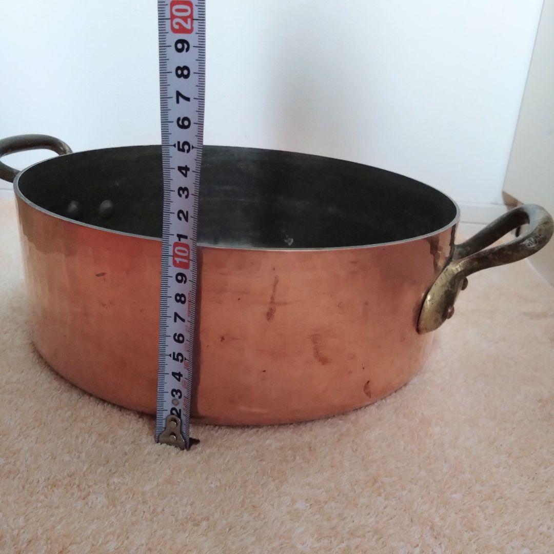 マトファー 銅製 打ち出し 鎚目 両手鍋 直径約28.5cm 板厚3mm