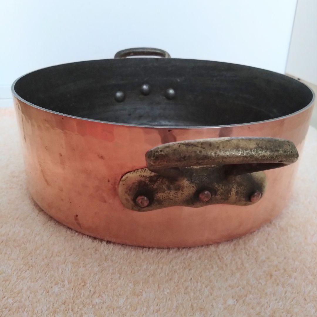 マトファー 銅製 打ち出し 鎚目 両手鍋 直径約28.5cm 板厚3mm