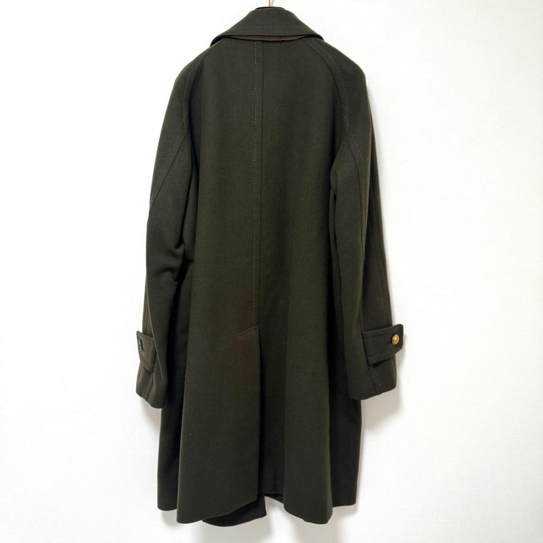 ほぼ新品✨sacai　メルトン　ロングコート　ミリタリー　裏地　チェック　2