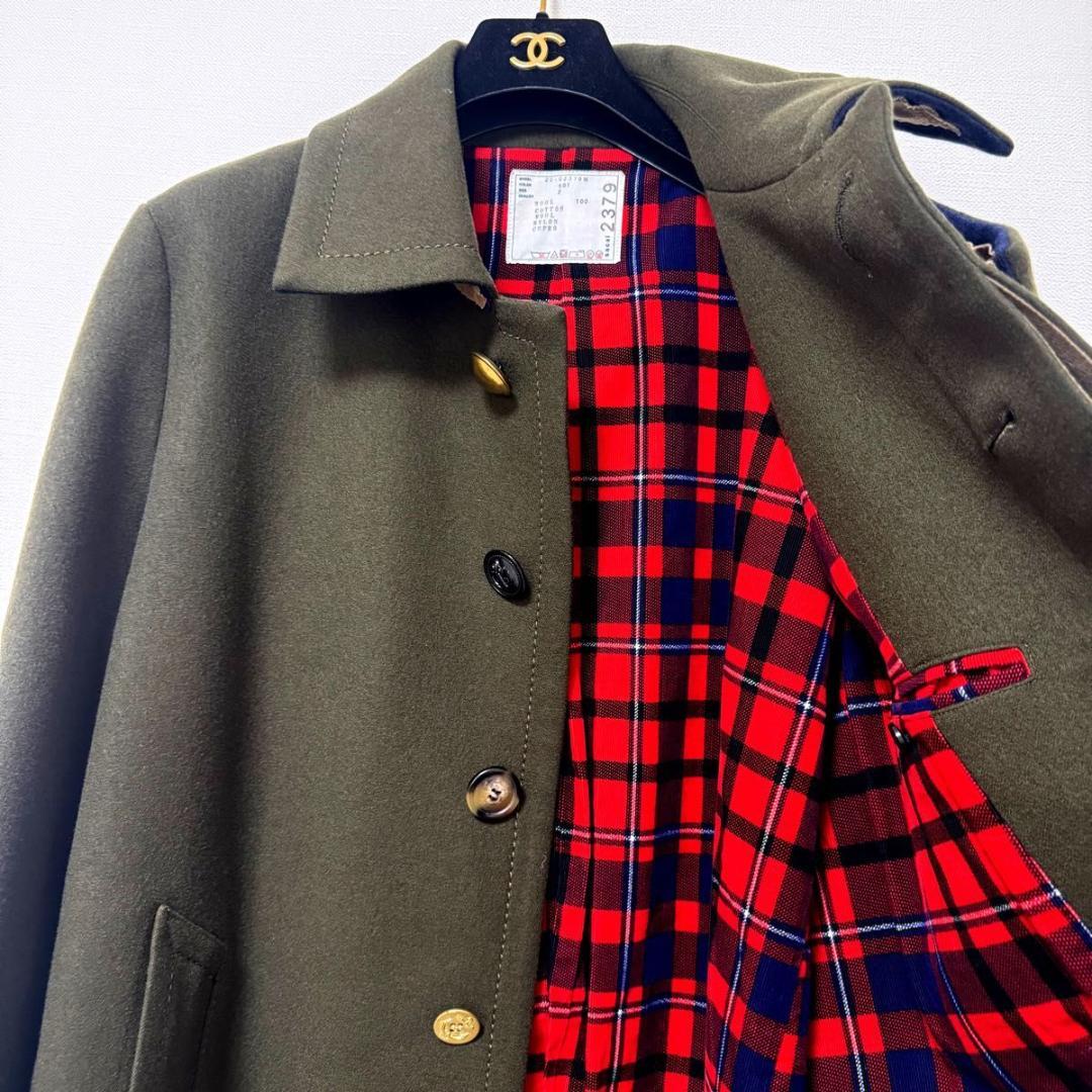 ほぼ新品✨sacai　メルトン　ロングコート　ミリタリー　裏地　チェック　2