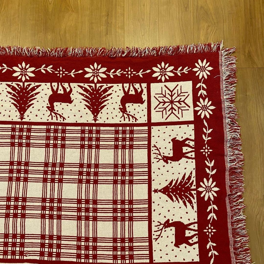 ゴブラン織 ラグ トナカイ ツリー アメリカンカントリー 大判 170×117