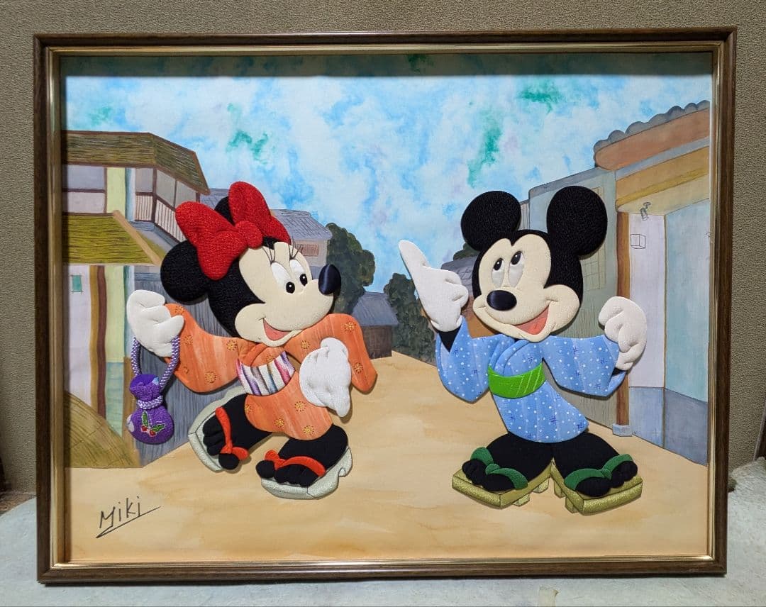 押し絵　ミッキー・ミニー お祭り