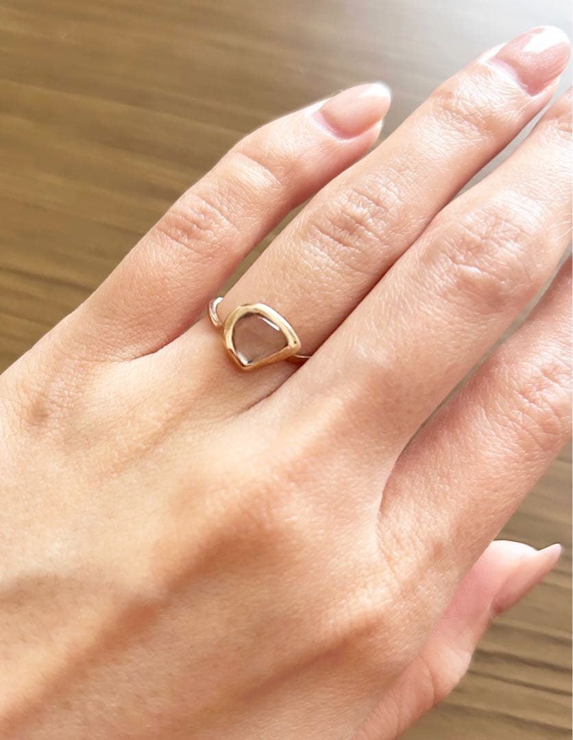 ete　K10 フローライト　クォーツ　水晶　リング　７号