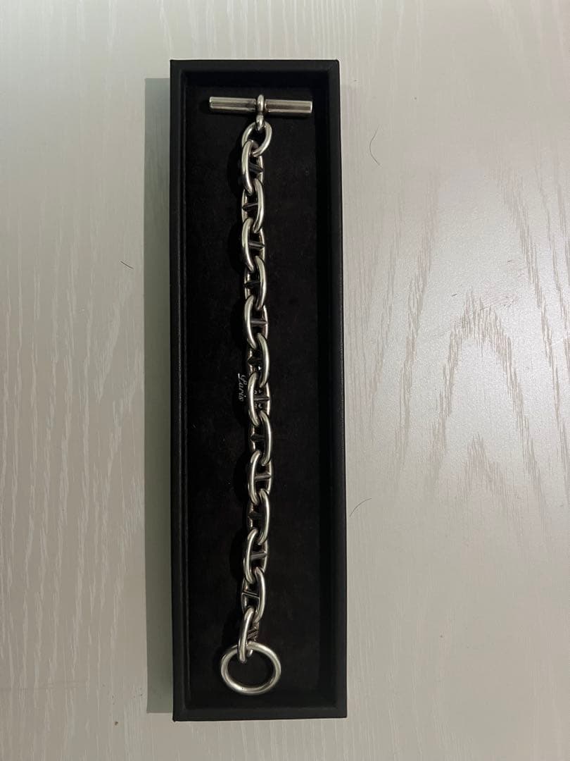HERMES シルバーチェーンブレスレットGM13コマ