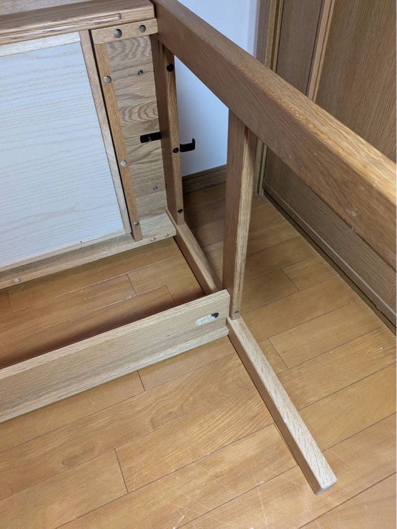 ■送料込■無印 MUJI オーク無垢材デスク 引出足元棚付 学習机 事務テーブル
