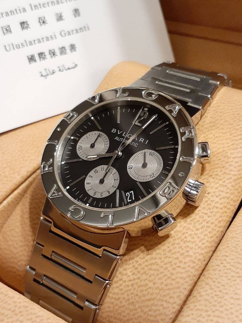 OH済　超美品　ブルガリブルガリI BB38SSCH クロノグラフ メンズ腕時計