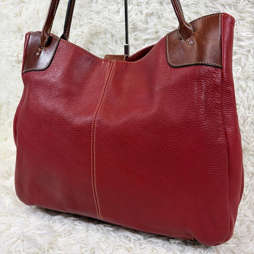 【美品】ダニエルアンドボブ パネルイントートバッグ シボ革 大容量 イタリア製赤