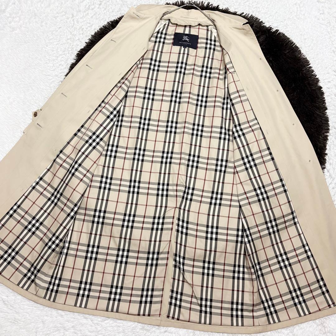 【美品】バーバリーロンドン 比翼仕立て ステンカラー コート 上品 ノバチェック
