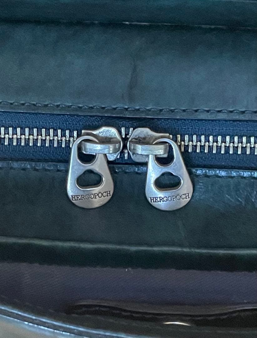 エルゴポック トートバッグ レザー ネイビー グリーン A4 HERGOPOCH