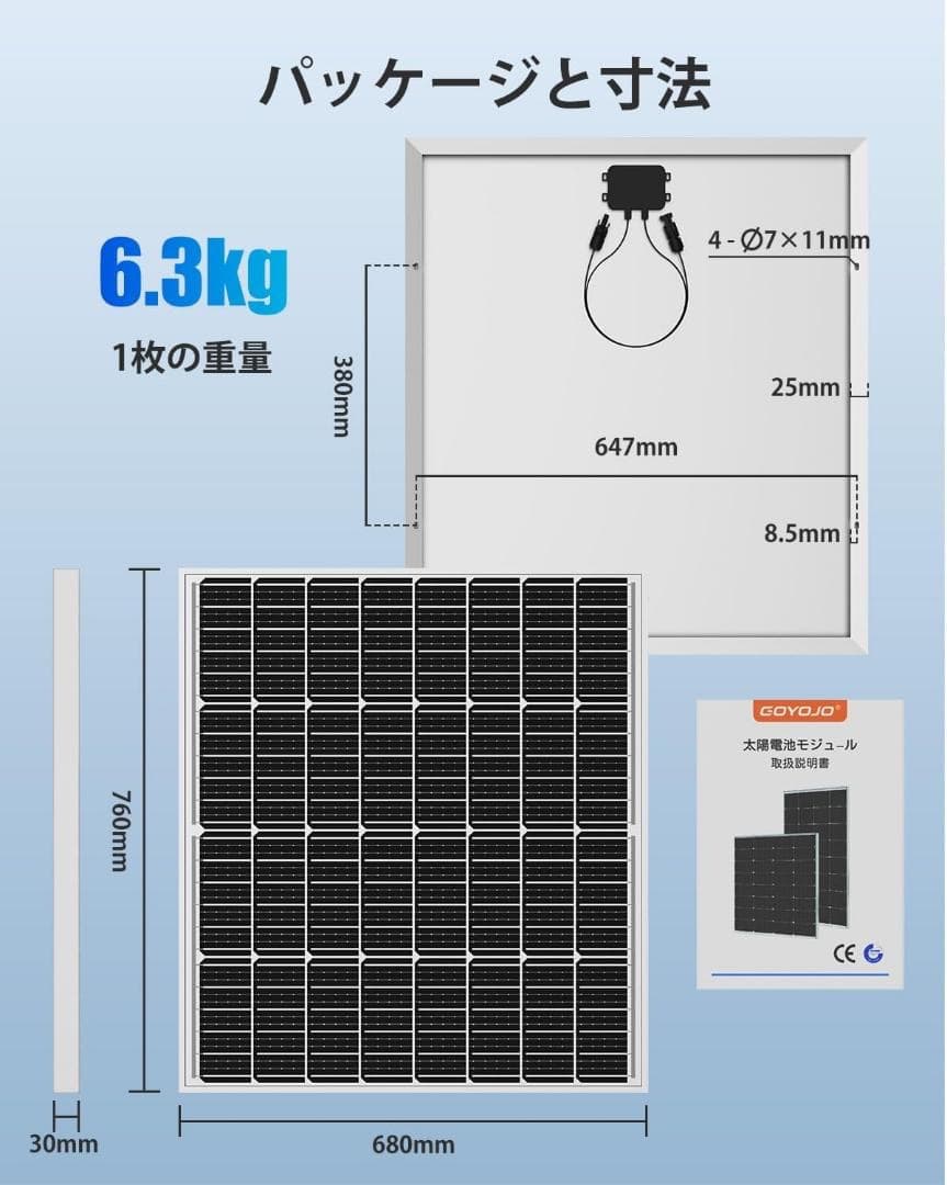 ★本日限定価格★ソーラーパネル 100w×2枚 コネクタ付属 最大800Wh発電