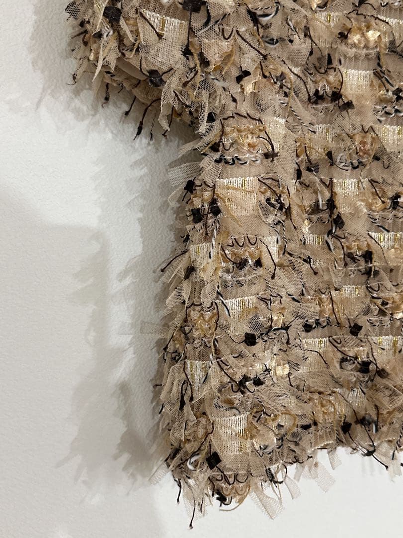 SEVEN TEN フリンジチュールトップス　ベージュ　Sサイズ　セブンテン