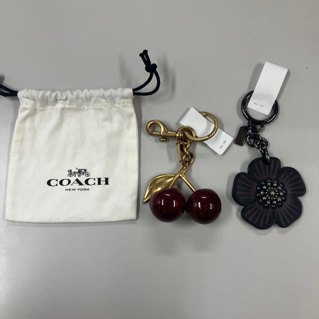 COACH キーホルダー チェリーと花