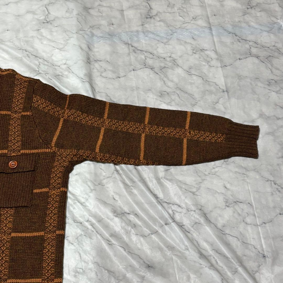 80s 90s TUNDRA カナダ製 幾何学柄 ニットシャツ カーディガン