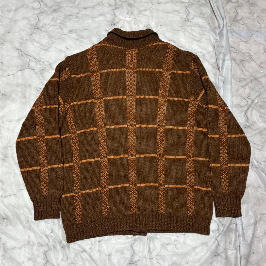 80s 90s TUNDRA カナダ製 幾何学柄 ニットシャツ カーディガン