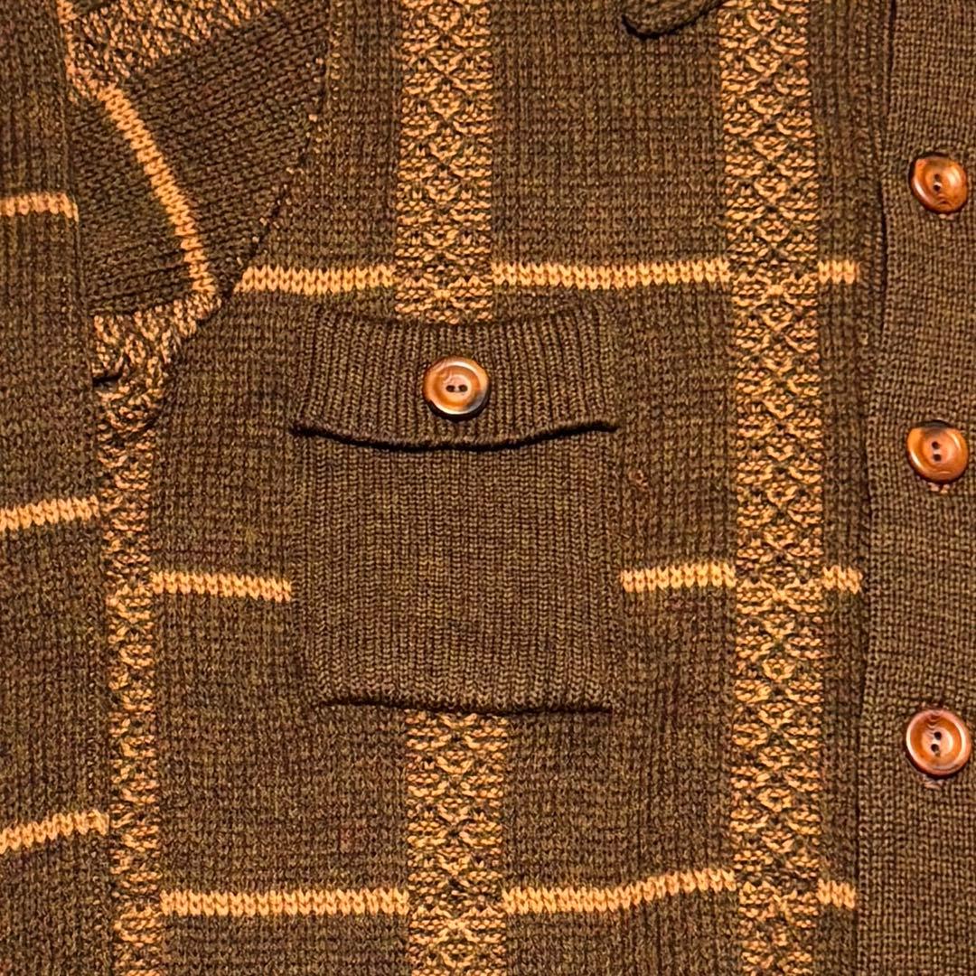 80s 90s TUNDRA カナダ製 幾何学柄 ニットシャツ カーディガン
