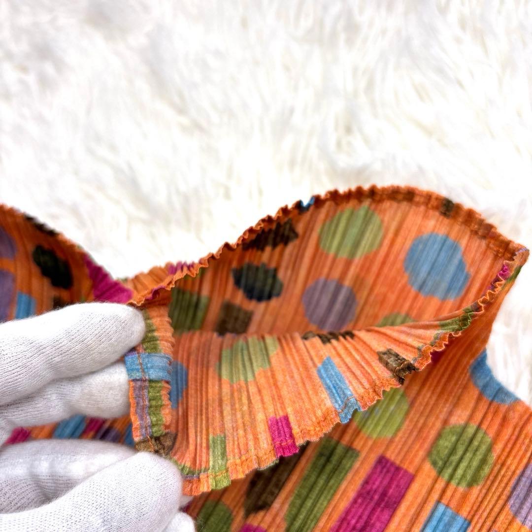 イッセイミヤケ　プリーツプリーズ　半袖　カットソー　マルチカラー　総柄　図形柄