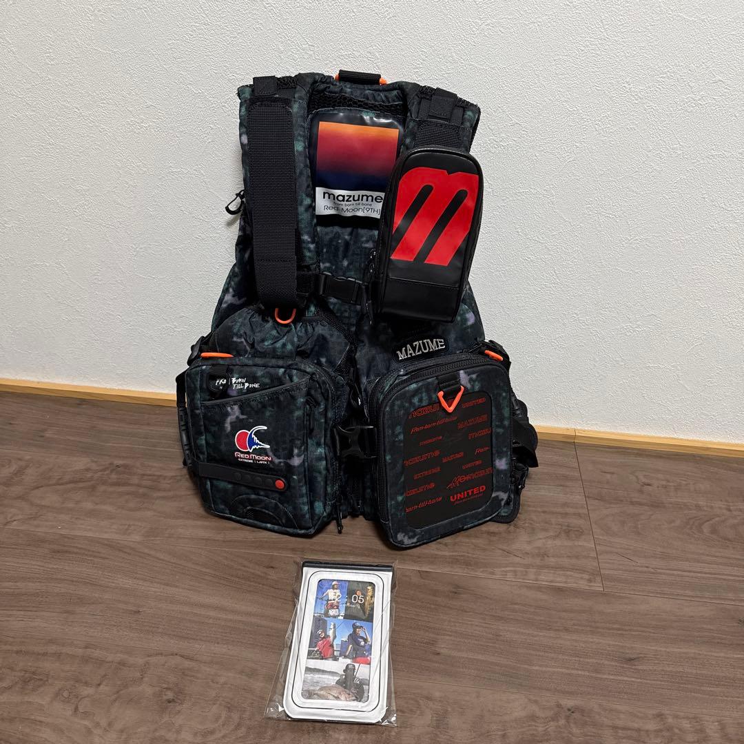 マズメ レッドムーンライフジャケットⅨ カモ 防水ケース付き mazume
