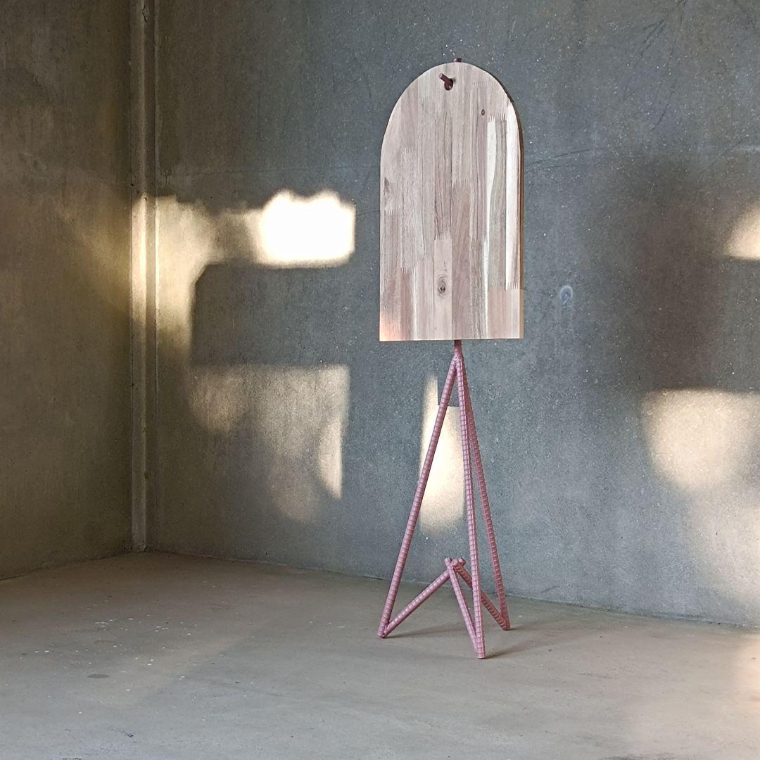 木製アーチ型スタンド看板 つや消しくすみピンク