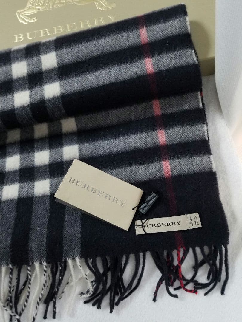 新品未使用タグ付 バーバリーカシミアマフラー ユニセックス クラシック美品
