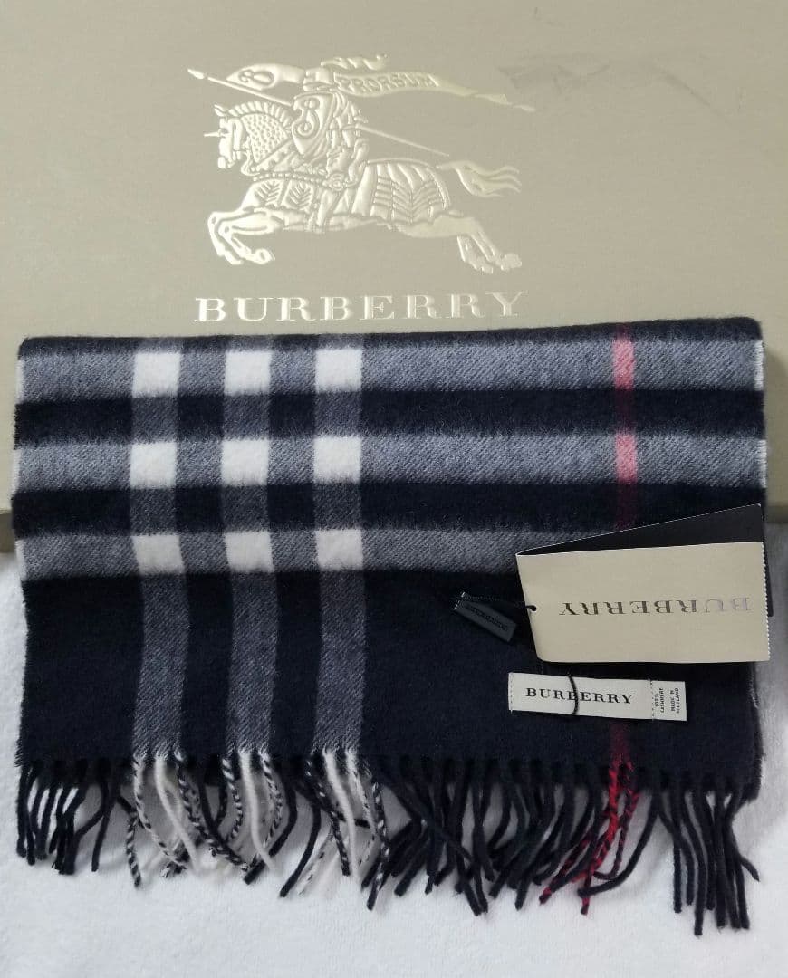 新品未使用タグ付 バーバリーカシミアマフラー ユニセックス クラシック美品