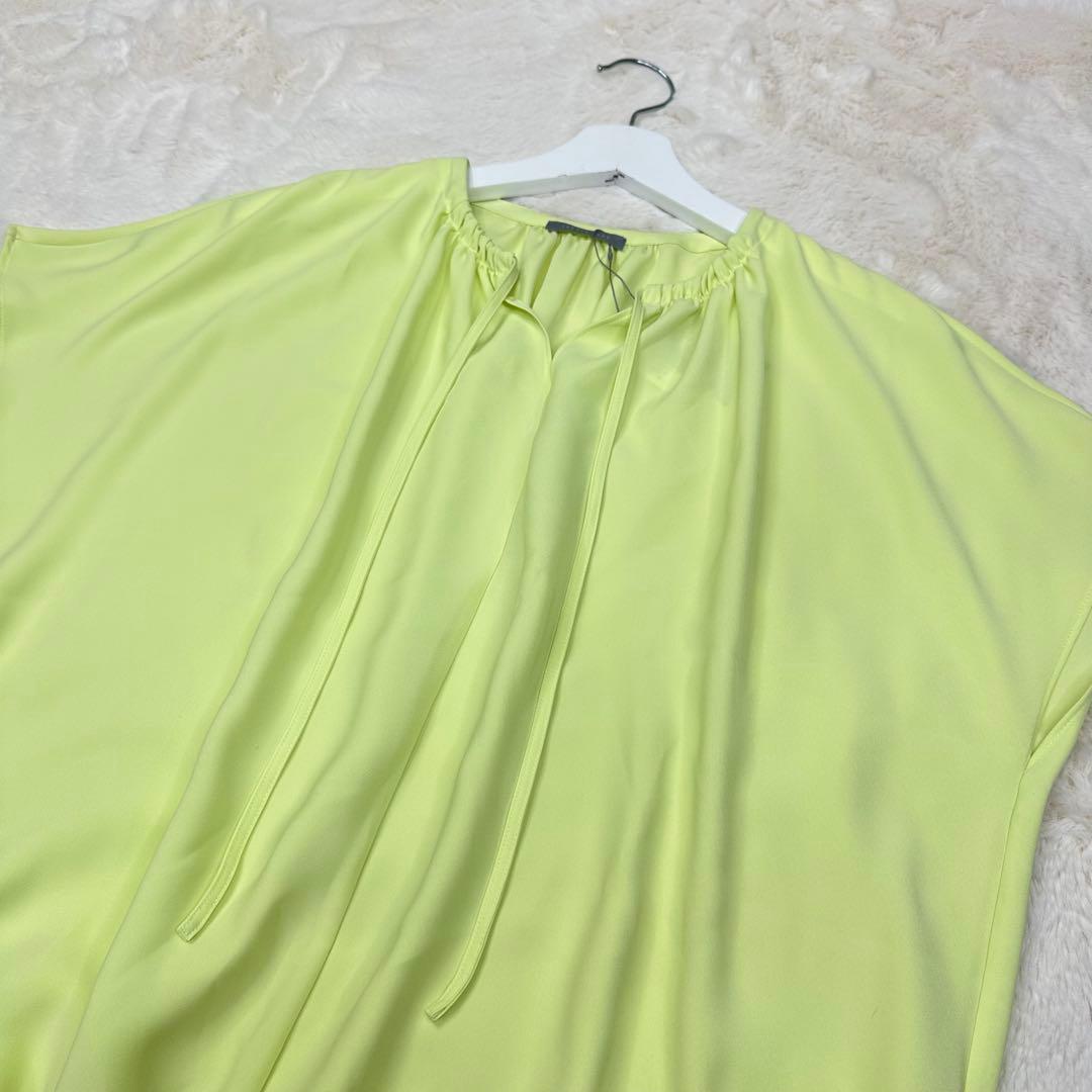 ✨タグ付き✨theory luxe ギャザー 半袖ブラウス 38 ライトイエロー