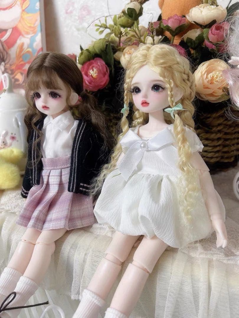 カスタムドール 本体＋アウトフィット一式セット 30cm モヘアウィッグ