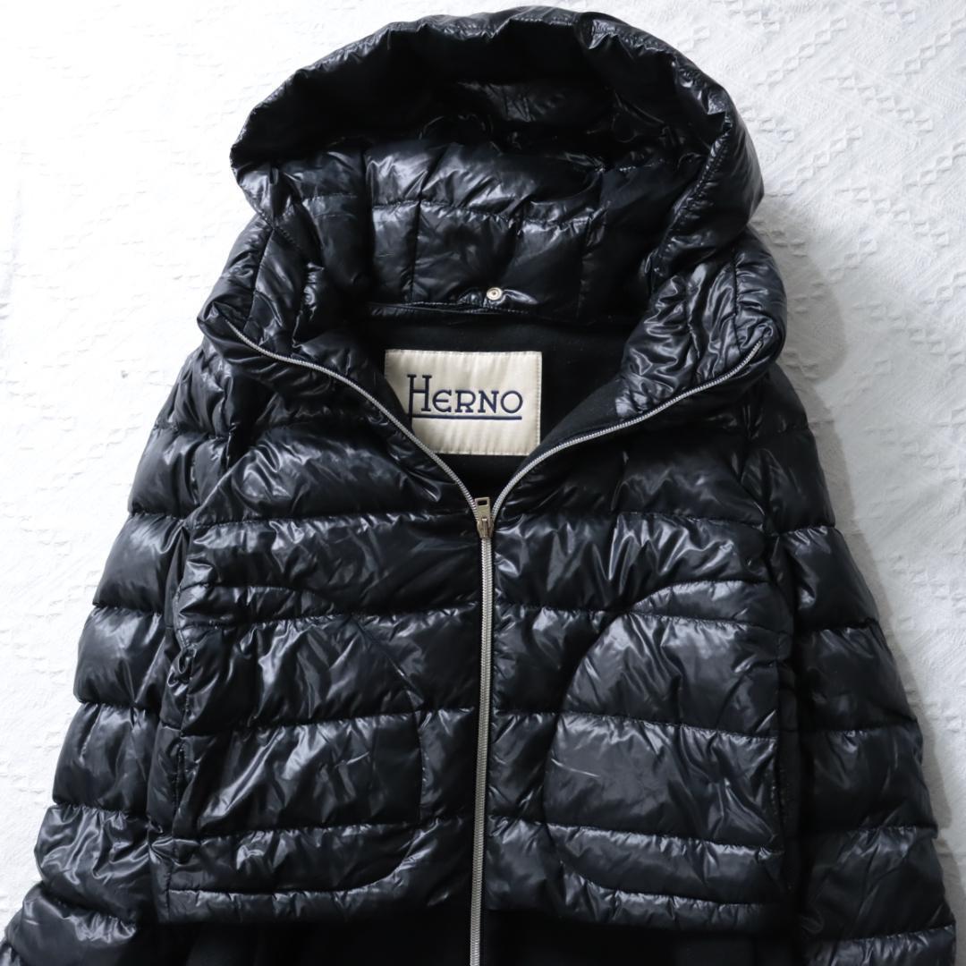 希少！ヘルノ HERNO　 ロングダウンジャケット　コート　44 異素材ミックス