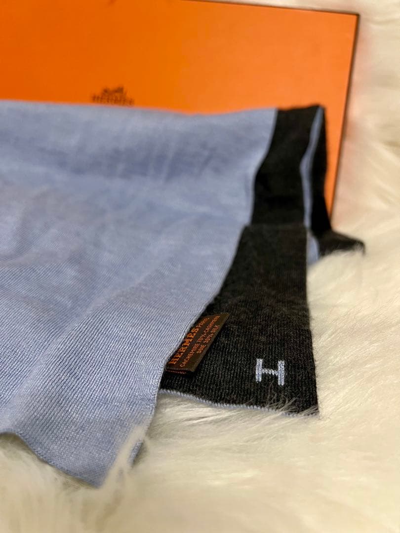 HERMES エルメス マフラー ショール シルク×カシミヤ