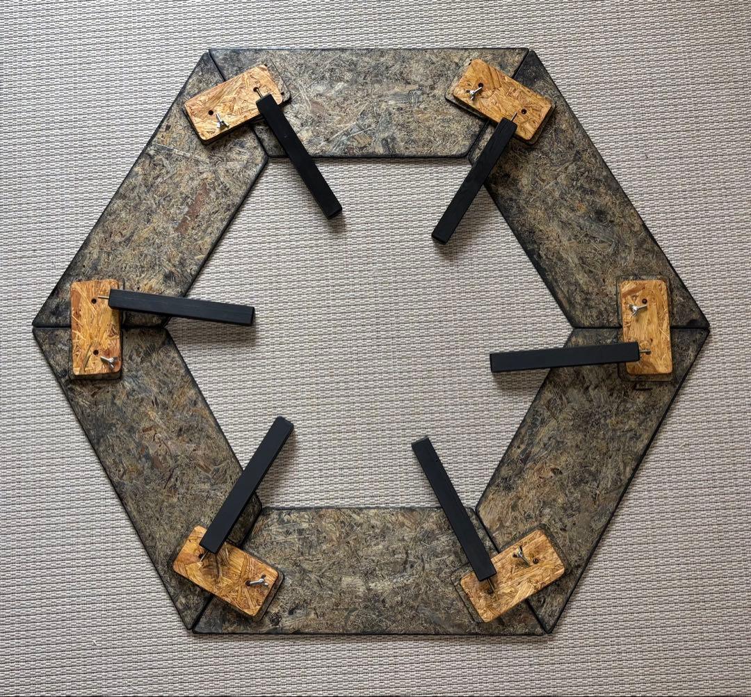 ヘキサテーブル65センターテーブル付きスケルトンブラック塗装 FHC65sb