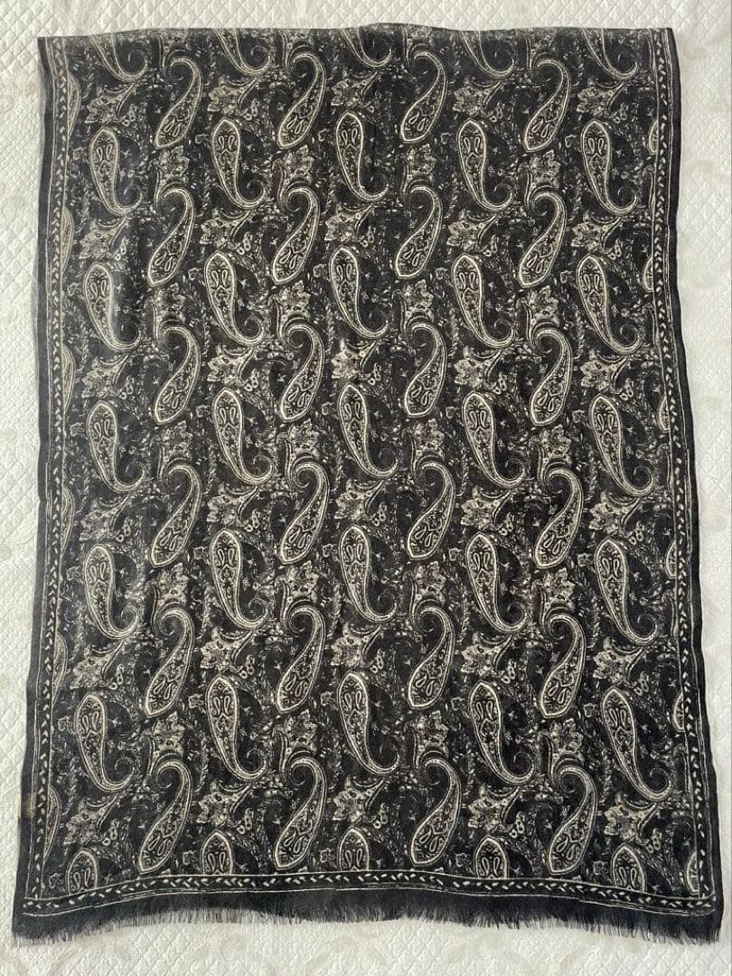 PASHMAショール大判モノトーンペイズリー柄