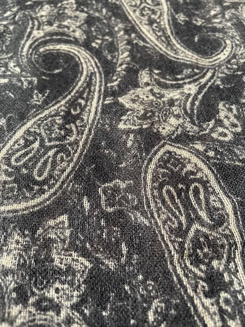 PASHMAショール大判モノトーンペイズリー柄