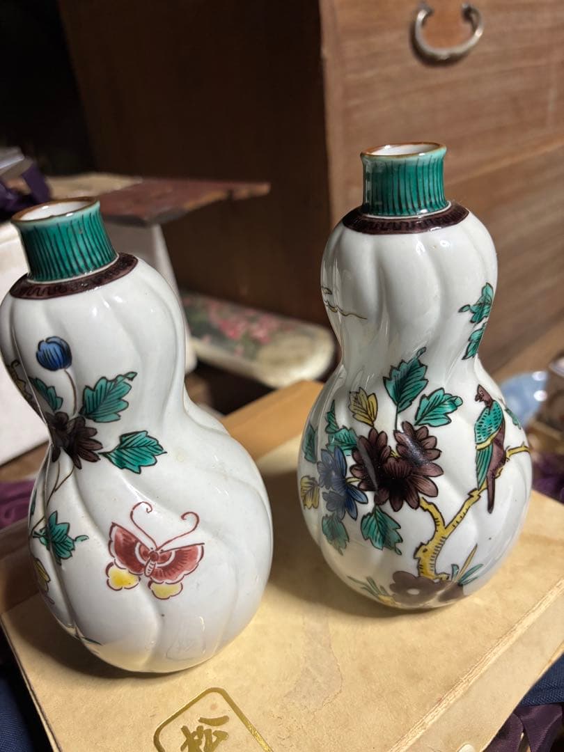 九谷花鳥トックリ　八十吉作り