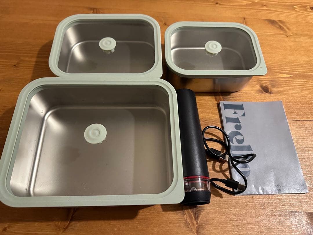 真空 ステンレス タッパー 蓋付き 保存容器 3点セット frello