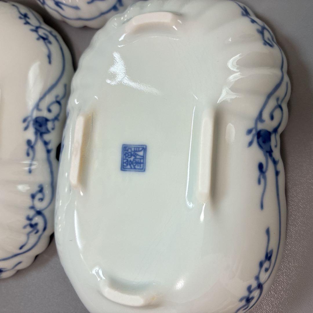 【未使用品】美濃焼 花風流　三洋陶器　和食器　染付菊型　取鉢揃　5枚　箱付き