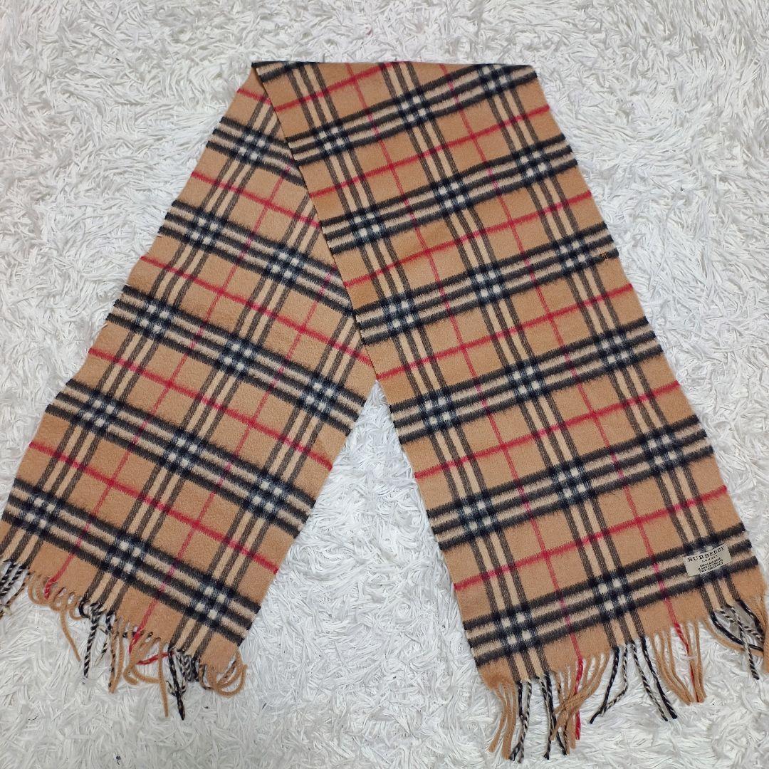 美品 バーバリー カシミア100％ マフラー ノバチェック ベージュ