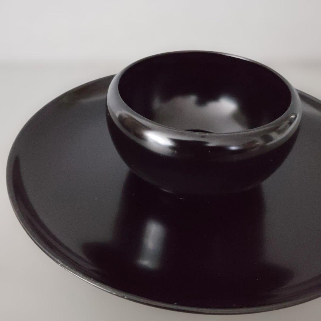 天目茶碗 黒 草山作 木製 天目台セット 黒塗 貴人台 茶道具 紙箱